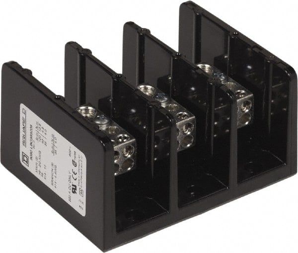 Square D - 3 Poles, 350 (Copper) Amp, Phenolic Power Distribution Block - 600 VAC, 2 Primary Connection - Exact Tooling