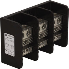 Square D - 3 Poles, 620 (Aluminium), 760 (Copper) Amp, Phenolic Power Distribution Block - 600 VAC, 2 Primary Connection - Exact Tooling