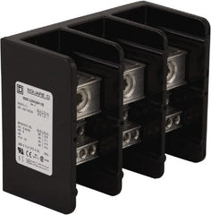 Square D - 3 Poles, 270 (Aluminium), 335 (Copper) Amp, Phenolic Power Distribution Block - 600 VAC, 1 Primary Connection - Exact Tooling