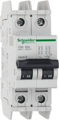 Schneider Electric - 25 Amp, 125 VDC, 240 VAC, 60 VDC, 1 Pole, DIN Rail Mount, Fixed Mount Miniature Circuit Breaker - Thermal Magnetic Trip, Multiple Breaking Capacity Ratings, 73mm Deep x 107mm High x 36mm Wide - Exact Tooling