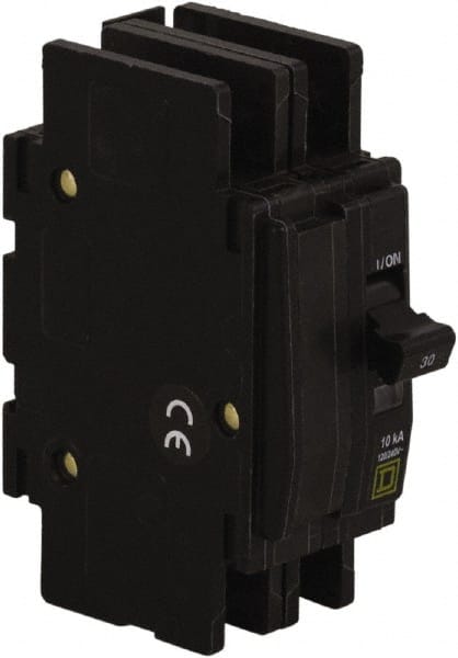 Square D - 50 Amp, 120/240 VAC, 2 Pole, DIN Rail Mounted, Flush Mount, Surface Mount Miniature Circuit Breaker - Thermal Magnetic Trip, 10 kA at 120/240 VAC Breaking Capacity, 14-2 (Aluminum), 14-2 (Copper) AWG, 74mm Deep x 103mm High x 19mm Wide - Exact Tooling