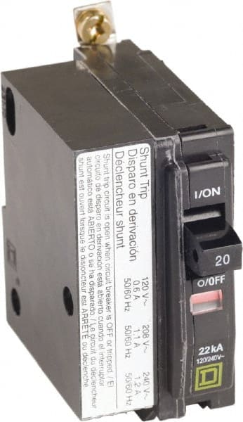 Square D - 20 Amp, 240 VAC, 1 Pole, Bolt On Miniature Circuit Breaker - 14-8 AWG - Exact Tooling