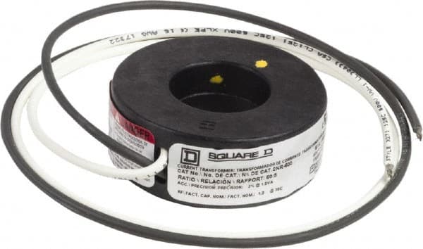 Square D - 60 Amp AC Input, 5 Amp AC Output, Panel Meter Current Transformer - Flying Lead Terminal, For Use with AC Ammeter - Exact Tooling