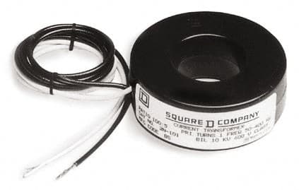 Square D - 100 Amp AC Input, 5 Amp AC Output, Panel Meter Current Transformer - Flying Lead Terminal, For Use with AC Ammeter - Exact Tooling