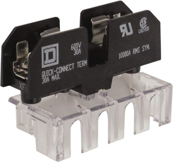 Square D - 1 Pole, 120 Volt, Fuse Block - 1/4 Inch Diameter x 1-1/4 Inch Fuse Length - Exact Tooling