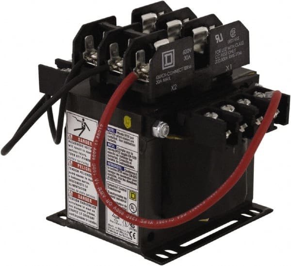 Square D - 250 VA, Top Mount Fuse Block Control Transformer - 50/60 Hz, 5.3 Inch Deep x 4-1/2 Inch High - Exact Tooling