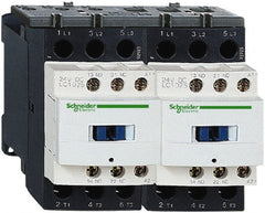 Schneider Electric - 3 Pole, 24 Coil VDC, 18 Amp at 440 VAC, Reversible IEC Contactor - 1 Phase hp: 1 at 115 VAC, 3 at 230/240 VAC, 3 Phase hp: 10 at 460/480 VAC, 15 at 575/600 VAC, 5 at 200/208 VAC, 5 at 230/240 VAC - Exact Tooling