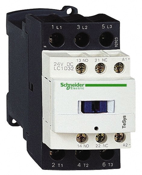 Schneider Electric - 3 Pole, 230 Coil VAC at 50/60 Hz, 32 Amp at 440 VAC, Nonreversible IEC Contactor - 1 Phase hp:  2 at 115 VAC, 5 at 230 VAC, 3 Phase hp:  2 at 115 VAC, 5 at 230 VAC - Exact Tooling