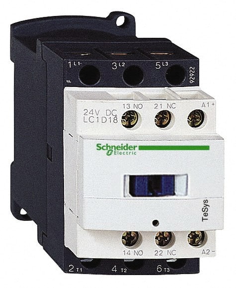 Schneider Electric - 3 Pole, 48 Coil VAC at 50/60 Hz, 18 Amp at 440 VAC and 32 Amp at 440 VAC, Nonreversible IEC Contactor - 1 Phase hp: 1 at 115 VAC, 3 at 230/240 VAC, 3 Phase hp: 10 at 460/480 VAC, 15 at 575/600 VAC, 5 at 200/208 VAC, 5 at 230/240 VAC - Exact Tooling
