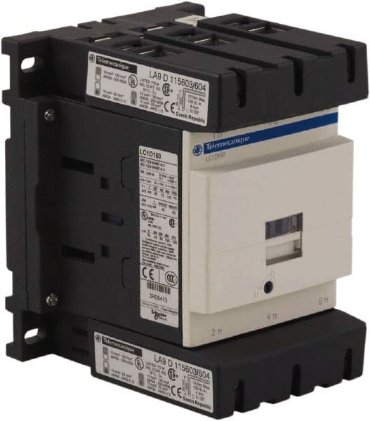 Schneider Electric - 3 Pole, 24 Coil VAC at 50/60 Hz, 150 Amp at 440 VAC, Nonreversible IEC Contactor - Bureau Veritas, CCC, CSA, CSA C22.2 No. 14, DNV, EN/IEC 60947-4-1, EN/IEC 60947-5-1, GL, GOST, LROS, RINA, RoHS Compliant, UL 508, UL Listed - Exact Tooling