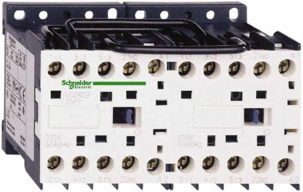 Schneider Electric - 3 Pole, 110 Coil VAC at 50/60 Hz, 12 Amp at 440 VAC, 16 Amp at 690 VAC and 20 Amp at 440 VAC, Reversible IEC Contactor - BS 5424, CSA, IEC 60947, NF C 63-110, RoHS Compliant, UL Listed, VDE 0660 - Exact Tooling