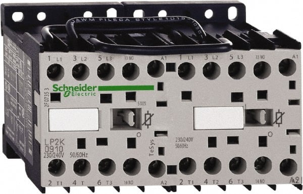 Schneider Electric - 3 Pole, 24 Coil VDC, 12 Amp at 440 VAC, 16 Amp at 690 VAC and 20 Amp at 440 VAC, Reversible IEC Contactor - BS 5424, CSA, IEC 60947, NF C 63-110, RoHS Compliant, UL Listed, VDE 0660 - Exact Tooling