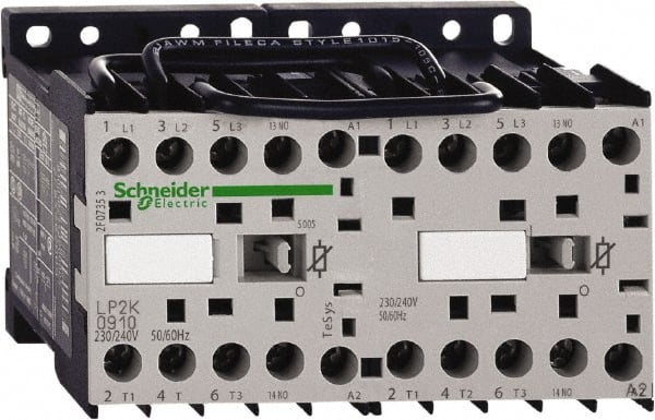 Schneider Electric - 3 Pole, 24 Coil VDC, 6 Amp at 440 VAC, Reversible IEC Contactor - BS 5424, CSA, IEC 60947, NF C 63-110, RoHS Compliant, UL Listed, VDE 0660 - Exact Tooling