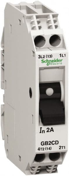 Schneider Electric - 1 Amp, 1 Pole, Backplate, Clip, DIN Rail Mount Circuit Protector - Thermal Magnetic Trip, Multiple Breaking Capacity Ratings, 67mm Deep x 74mm High x 15mm Wide - Exact Tooling