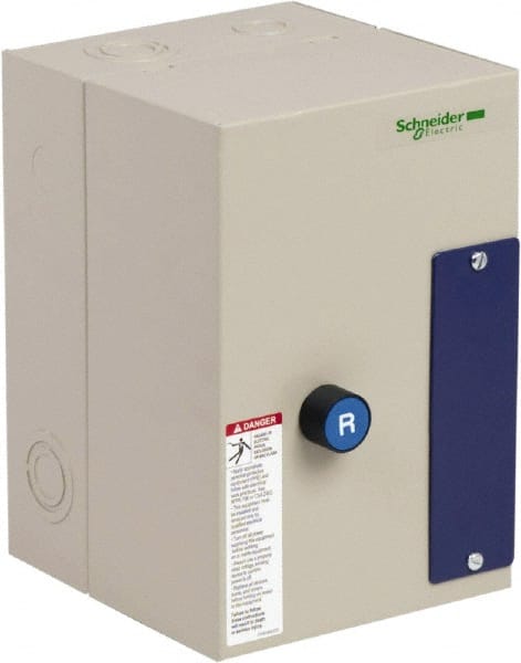 Schneider Electric - 3 Pole, 12 Amp, 120 Coil VAC, Nonreversible Enclosed IEC Motor Starter - 1 Phase Hp: 0.5 at 120 VAC, 2 at 240 VAC, 3 Phase Hp: 10 at 575 VAC, 3 at 208 VAC, 3 at 230 VAC, 7.5 at 460 VAC - Exact Tooling