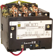 Square D - 3 Pole, 440 Coil VAC at 50 Hz and 480 Coil VAC at 60 Hz, 45 Amp NEMA Contactor - Open Enclosure, 50 Hz at 440 VAC and 60 Hz at 480 VAC - Exact Tooling