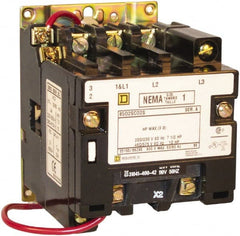 Square D - 5 Pole, 110 Coil VAC at 50 Hz and 120 Coil VAC at 60 Hz, 27 Amp NEMA Contactor - Open Enclosure, 50 Hz at 110 VAC and 60 Hz at 120 VAC - Exact Tooling