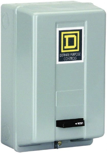 Square D - 2 Pole, 25 Amp Inductive Load, 110 Coil VAC at 50 Hz and 120 Coil VAC at 60 Hz, Definite Purpose Contactor - Phase 1 Hp:  2 at 115 VAC, 5 at 230 VAC, Enclosed Enclosure, NEMA 1 - Exact Tooling