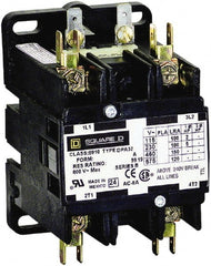 Square D - 2 Pole, 50 Amp Inductive Load, 208 to 240 Coil VAC at 60 Hz and 220 Coil VAC at 50 Hz, Definite Purpose Contactor - Phase 1 Hp:  10 at 230 VAC, 3 at 115 VAC, 65 Amp Resistive Rating, CE, CSA, UL Listed - Exact Tooling