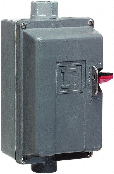 Square D - 2 Poles, 36 Amp, M-1P NEMA, Enclosed Pushbutton Manual Motor Starter - 3 hp at 115 VAC & 5 hp at 230 VAC, CSA, NEMA 4/4X & UL Listed - Exact Tooling