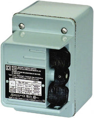 Square D - 2 Poles, 30 Amp, NEMA, Enclosed Toggle Manual Motor Starter - 1 hp at 90 VDC, 1-1/2 hp at 230 VDC, 2 hp at 115 VAC, 2 hp at 115 VDC, 2 hp at 230 VAC, 3 hp at 460 VAC & 3 hp at 575 VAC, CE, CSA, NEMA 4 & UL Listed - Exact Tooling