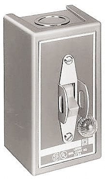 Square D - 2 Poles, 30 Amp, NEMA, Enclosed Toggle Manual Motor Starter - 1 hp at 90 VDC, 1-1/2 hp at 230 VDC, 2 hp at 115 VAC, 2 hp at 115 VDC, 2 hp at 230 VAC, 3 hp at 460 VAC & 3 hp at 575 VAC, CE, CSA, NEMA 1 & UL Listed - Exact Tooling