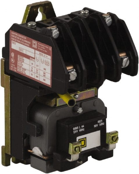 Square D - No Enclosure, 2 Pole, Electrically Held Lighting Contactor - 20 A (Tungsten), 30 A (Fluorescent), 110 VAC at 50 Hz, 120 VAC at 60 Hz, 2NO Contact Configuration - Exact Tooling