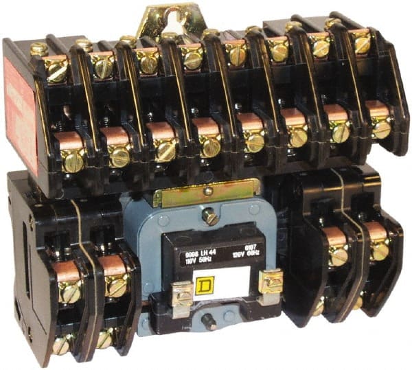 Square D - No Enclosure, 12 Pole, Electrically Held Lighting Contactor - 20 A (Tungsten), 30 A (Fluorescent), 110 VAC at 50 Hz, 120 VAC at 60 Hz, 12NO Contact Configuration - Exact Tooling