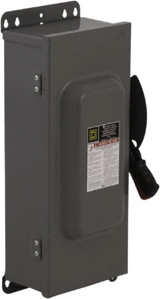 Square D - 100 Amp, 600 VAC/VDC, 4 Pole Nonfused Safety Switch - NEMA 12 & 3R, 75 hp at 600 VAC, 50 hp at 600 VDC (Triple Phase), 4PST Contact Form - Exact Tooling