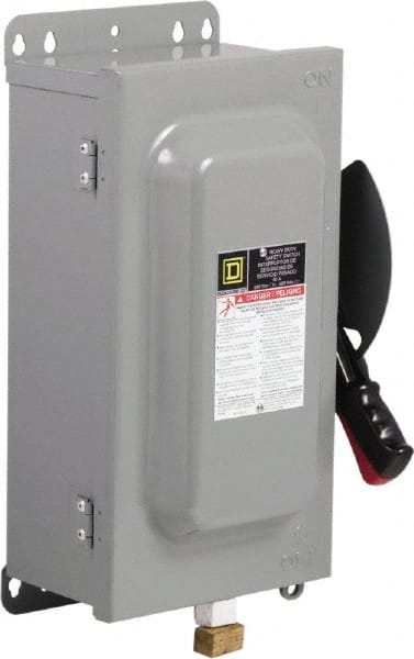 Square D - 60 Amp, 600 VAC/VDC, 3 Pole Nonfused Safety Switch - NEMA 12 & 3R, 30 hp at 600 VAC (Single Phase), 60 hp at 600 VAC, 30 hp at 600 VDC (Triple Phase) - Exact Tooling