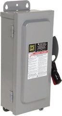 Square D - 30 Amp, 600 VAC/VDC, 3 Pole Fused Safety Switch - NEMA 12 & 3R, 7.5 hp at 480 VAC, 5 hp at 250 VDC (Single Phase), 20 hp at 600 VAC, 10 hp at 600 VDC (Triple Phase) - Exact Tooling