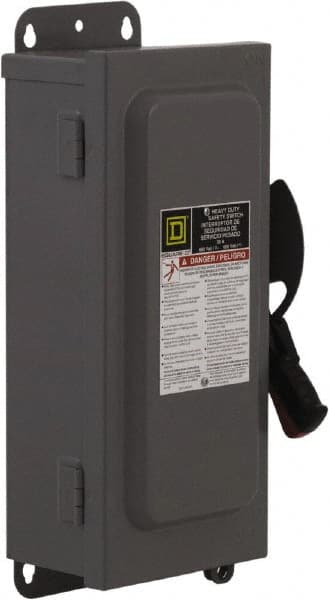 Square D - 60 Amp, 600 VAC/VDC, 4 Pole Fused Safety Switch - NEMA 12 & 3R, 50 hp at 600 VAC, 30 hp at 600 VDC (Triple Phase), 4PST Contact Form - Exact Tooling