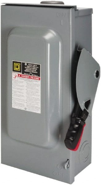 Square D - 30 Amp, 600 VAC/VDC, 3 Pole Fused Safety Switch - NEMA 3R, 7.5 hp at 480 VAC, 5 hp at 250 VDC (Single Phase), 20 hp at 600 VAC, 10 hp at 600 VDC (Triple Phase), 3PST Contact Form - Exact Tooling