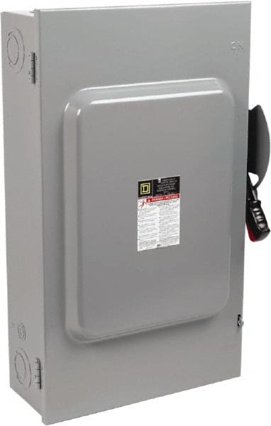 Square D - 200 Amp, 600 VAC/VDC, 3 Pole Fused Safety Switch - NEMA 1, 50 hp at 600 VAC, 50 hp at 600 VDC (Single Phase), 150 hp at 600 VAC, 50 hp at 600 VDC (Triple Phase), 3PST Contact Form - Exact Tooling