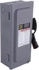 Square D - 100 Amp, 600 VAC/VDC, 4 Pole Fused Safety Switch - NEMA 1, 75 hp at 600 VAC, 130 hp at 600 VDC (Triple Phase), 4PST Contact Form - Exact Tooling