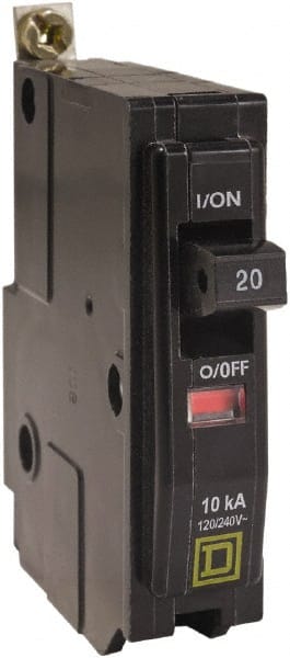 Square D - 20 Amp, 240 VAC, 1 Pole, Bolt On Miniature Circuit Breaker - 14-8 AWG - Exact Tooling