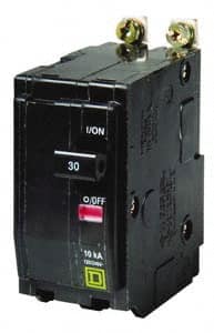 Square D - 10 Amp, 240 VAC, 2 Pole, Bolt On Miniature Circuit Breaker - 14-8 AWG - Exact Tooling