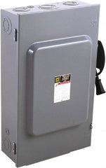 Square D - 200 Amp, 240 V, 2 Pole Fused Safety Switch - NEMA 1, 15 hp at 240 VAC (Single Phase), 60 hp at 240 VAC (Triple Phase), DPST Contact Form - Exact Tooling