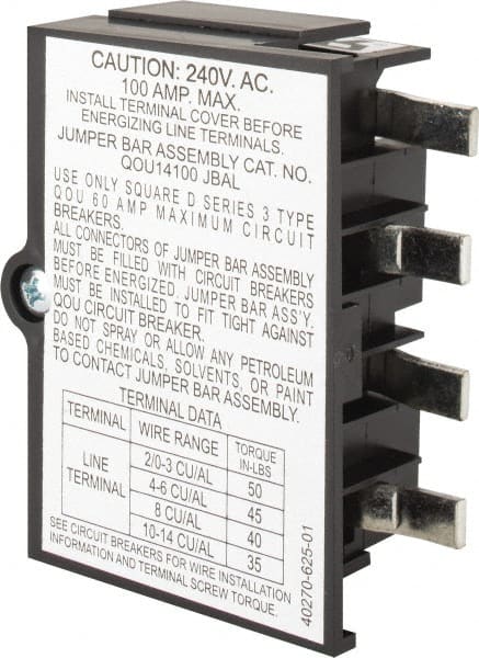 Square D - 100 Amp Circuit Breaker Jumper Bar Assembly - Use with QOU Circuit Breaker - Exact Tooling
