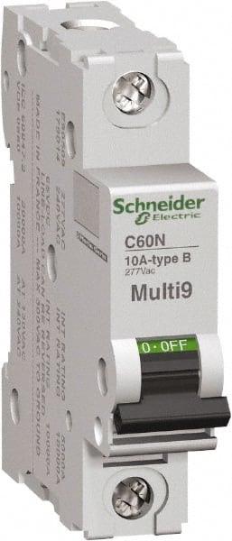 Schneider Electric - 0.50 Amp, 1 Pole, DIN Rail Mount Standard Circuit Breaker - Multiple Breaking Capacity Ratings, 14-4 (Copper) AWG, 3 Inch Deep x 3.19 Inch High x 0.71 Inch Wide - Exact Tooling