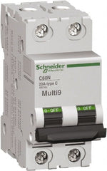 Schneider Electric - 20 Amp, 2 Pole, DIN Rail Mount Standard Circuit Breaker - Multiple Breaking Capacity Ratings, 14-4 (Copper) AWG, 3 Inch Deep x 3.19 Inch High x 1.42 Inch Wide - Exact Tooling
