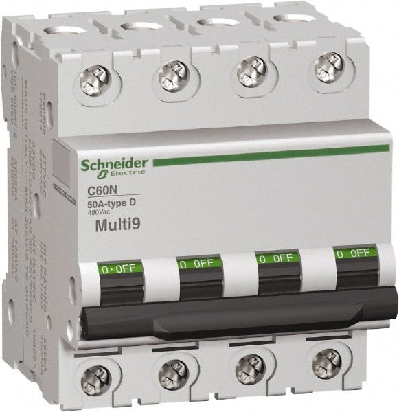 Schneider Electric - 16 Amp, 480Y/277 V, 4 Pole, DIN Rail Mount Miniature Circuit Breaker - Thermal Magnetic Trip - Exact Tooling