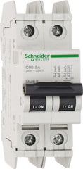 Schneider Electric - 5 Amp, 125 VDC, 240 VAC, 60 VDC, 1 Pole, DIN Rail Mount, Fixed Mount Miniature Circuit Breaker - Thermal Magnetic Trip, Multiple Breaking Capacity Ratings, 73mm Deep x 107mm High x 36mm Wide - Exact Tooling