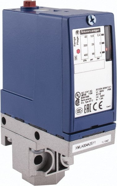 Telemecanique Sensors - G 1/4 (Female) Connector, 4 Bar Sensor, Shock and Vibration Resistant, Control Circuit Pressure Sensor - 1.378 Inch Wide, IP66, For Use with OsiSense XM - Exact Tooling