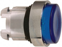 Schneider Electric - 22mm Mount Hole, Extended Straight, Pushbutton Switch Only - Round, Blue Pushbutton, Illuminated, Maintained (MA) - Exact Tooling