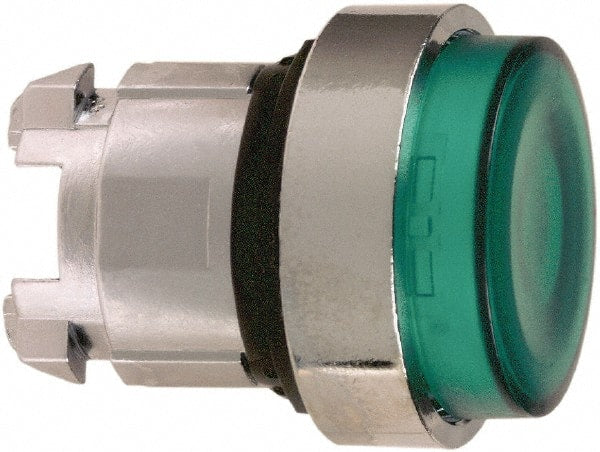 Schneider Electric - 22mm Mount Hole, Extended Straight, Pushbutton Switch Only - Round, Green Pushbutton, Illuminated, Maintained (MA) - Exact Tooling