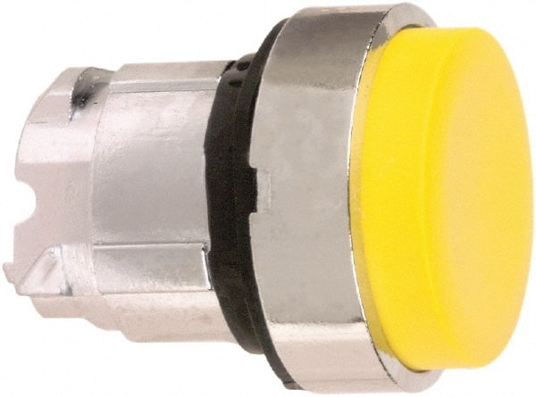 Schneider Electric - 22mm Mount Hole, Extended Straight, Pushbutton Switch Only - Round, Yellow Pushbutton, Nonilluminated, Momentary (MO) - Exact Tooling