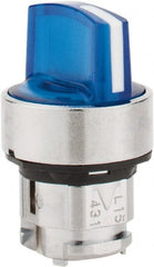Schneider Electric - 22mm Mount Hole, 3 Position, Handle Operated, Selector Switch - Blue, Momentary (MO), Illuminated, Shock, Vibration and Water Resistant - Exact Tooling