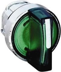 Schneider Electric - 22mm Mount Hole, 3 Position, Handle Operated, Selector Switch - Green, Momentary (MO), Illuminated, Shock, Vibration and Water Resistant - Exact Tooling