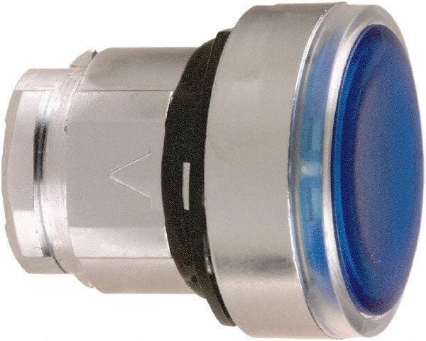 Schneider Electric - 22mm Mount Hole, Flush, Pushbutton Switch Only - Round, Blue Pushbutton, Illuminated, Maintained (MA) - Exact Tooling